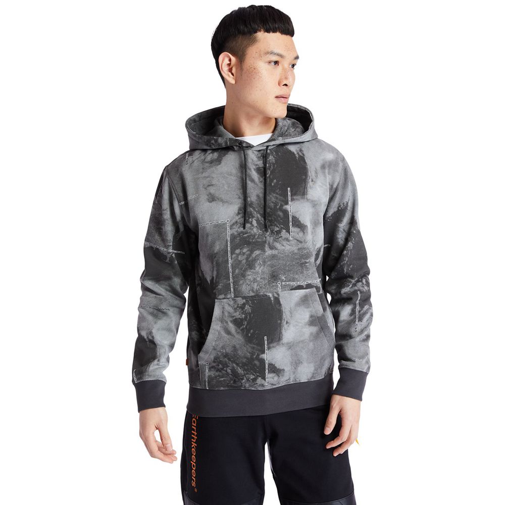 Sudadera Timberland Argentina Hombre - Reflective Printed Pullover Hoodie - Gris Oscuro - AOEYLF-487